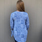 Blue and White Patch Pattern Tunic