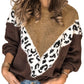 Brown Colorblock Leopard Sweater