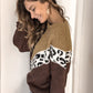 Brown Colorblock Leopard Sweater