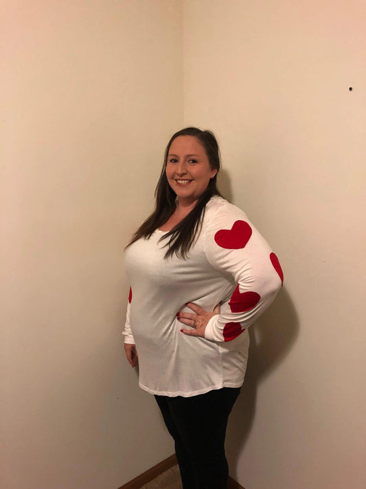 Plus Size Heart Long Sleeve T-Shirt