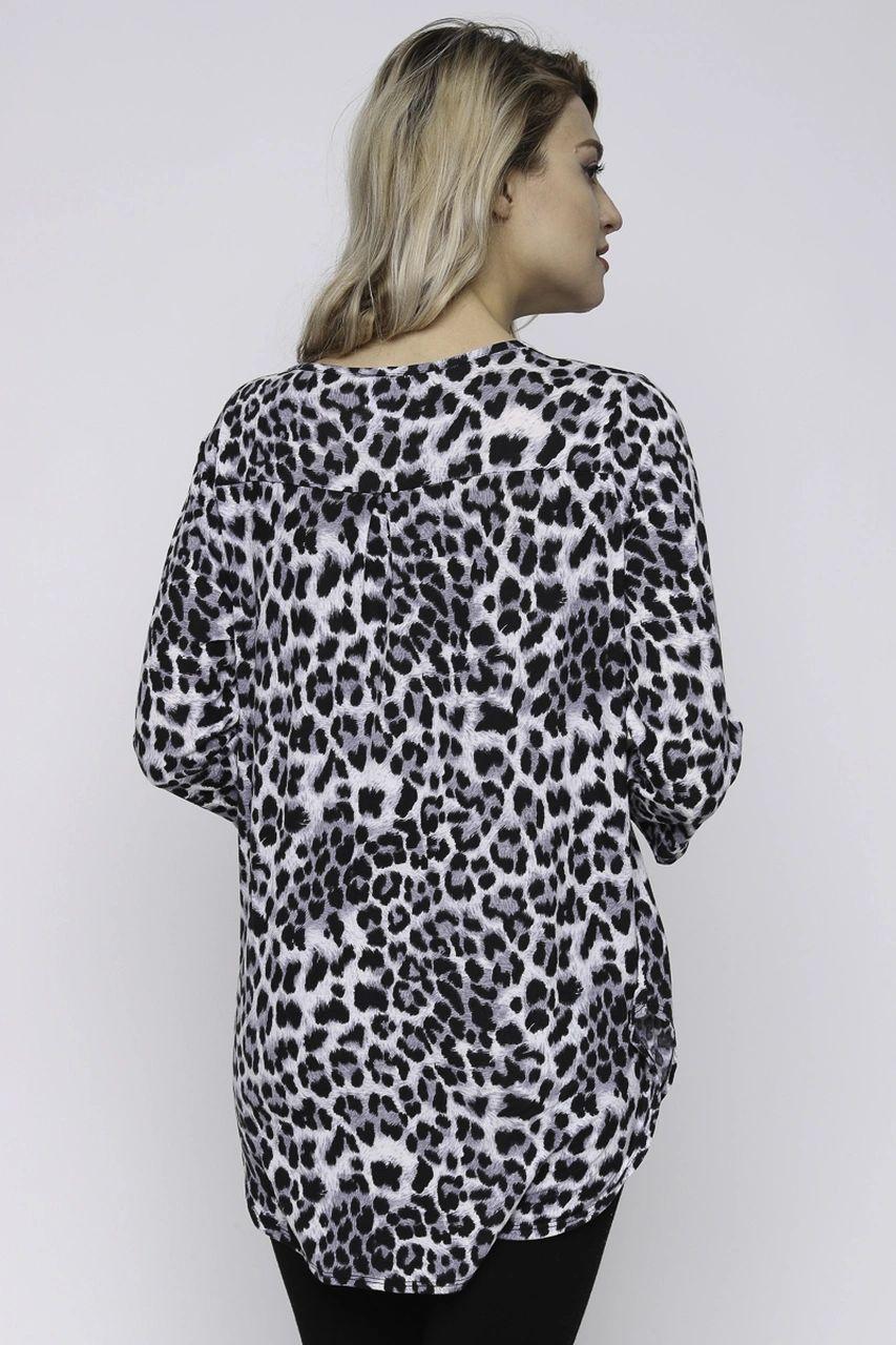 Black Animal Print Loose Fit Tunic