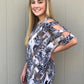 Animal Print Tunic w-Cut Out Sleeves and Rounded Neck