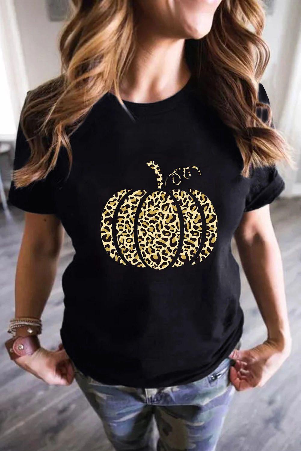 Black Leopard Pumpkin T-Shirt