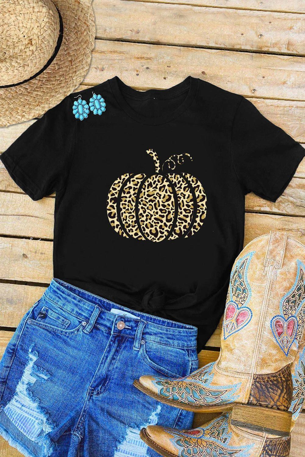 Black Leopard Pumpkin T-Shirt