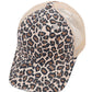 Brown Leopard Mesh Ponytail Hat