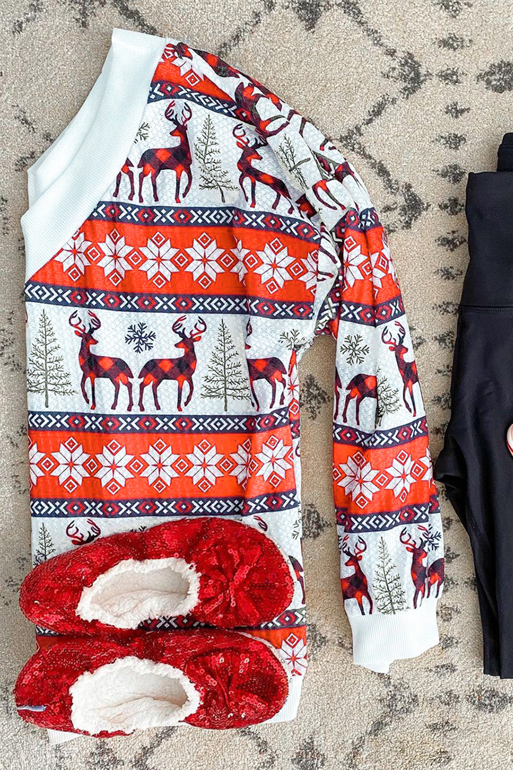 Christmas Print V-Neck Sweater