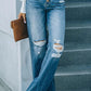 High Waist Button Down Flare Jeans