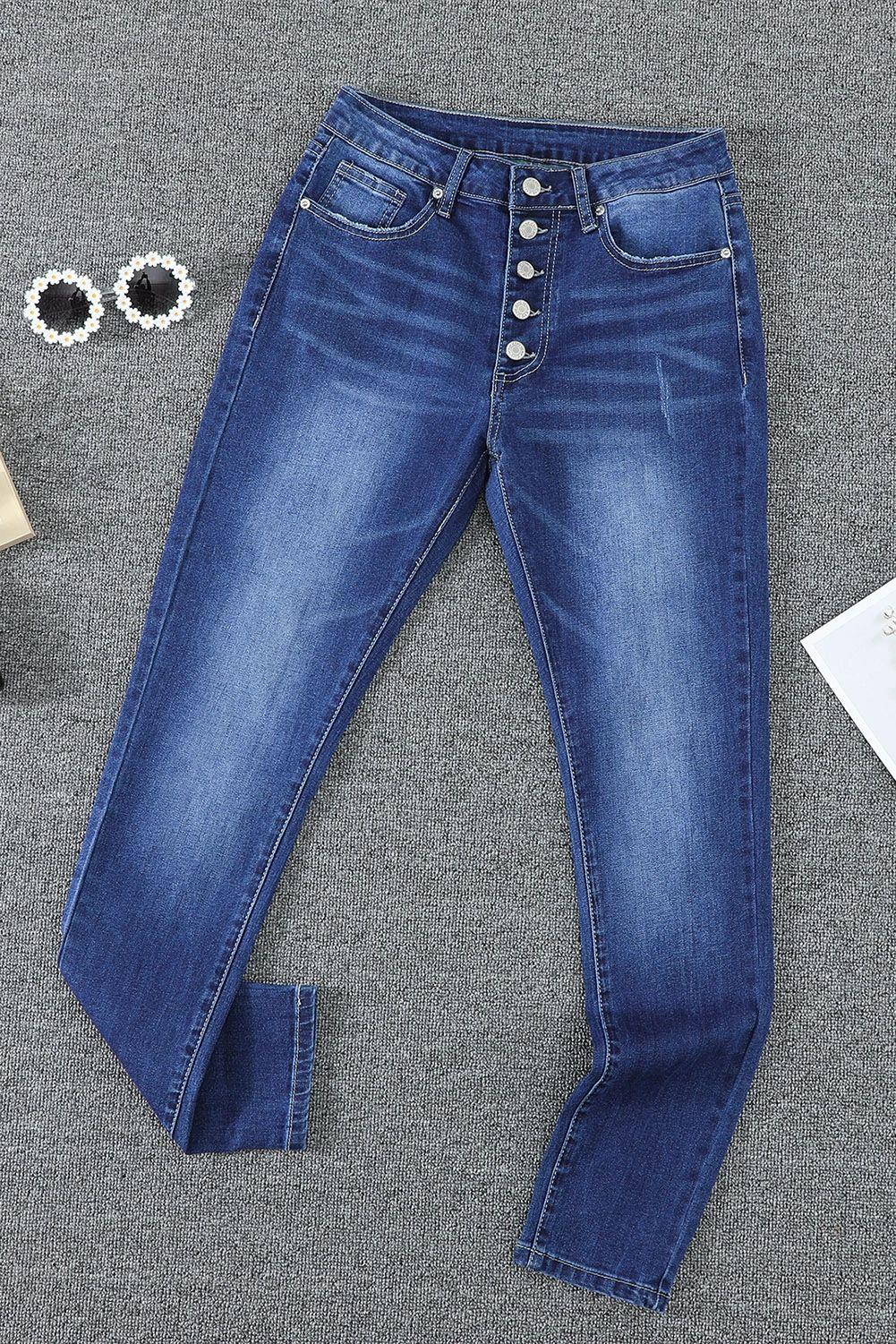 High Rise Button Fly Skinny Jean