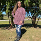 Plus Size Long Sleeve Tunic with Gray and White Elephants