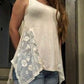 Sleeveless Round Neck Top with Lace Inserts