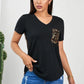 Black Leopard Print Spliced T-shirt