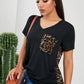 Black Leopard Print Spliced T-shirt