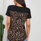 Black Leopard Print Spliced T-shirt