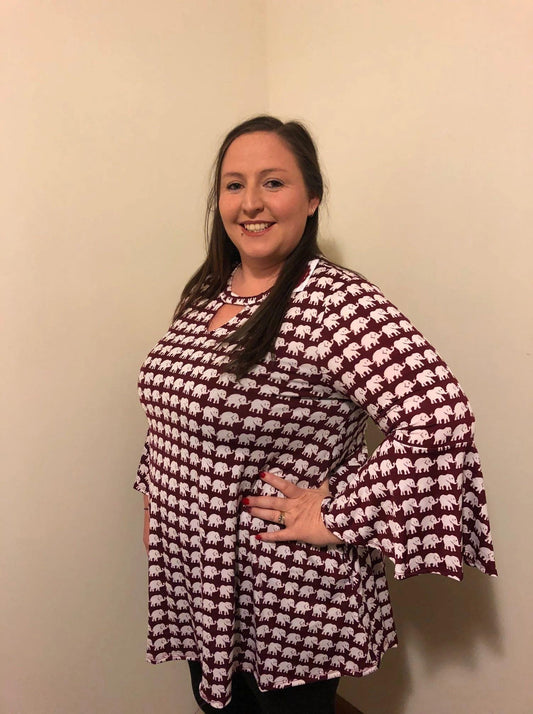 Plus Size Red and White Elephant Tunic