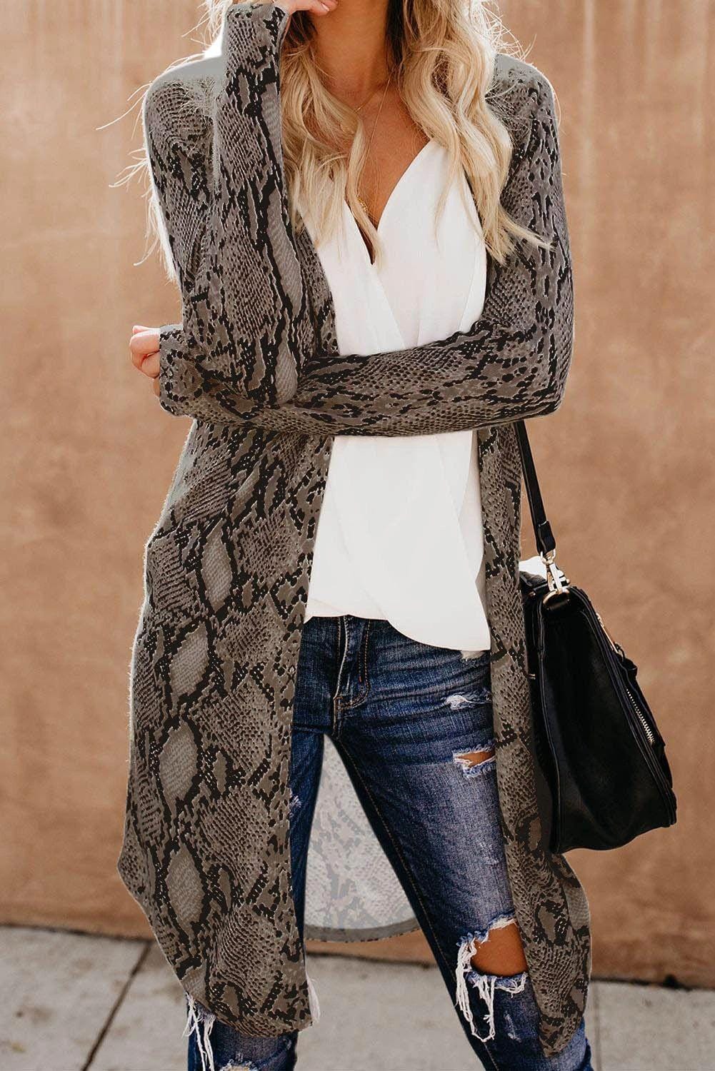 Snake Print Long Cardigan