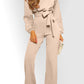 Apricot Straight Leg Jumpsuit with Belt Tie