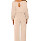 Apricot Straight Leg Jumpsuit with Belt Tie