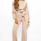 Apricot Straight Leg Jumpsuit with Belt Tie