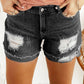 Black Distressed Denim Shorts