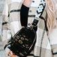 Sally Sling Bag- Black with Print and Aztec Strap