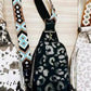 Sally Sling Bag- Black with Print and Aztec Strap