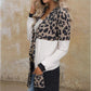 Leopard Block Cardigan with Pockets