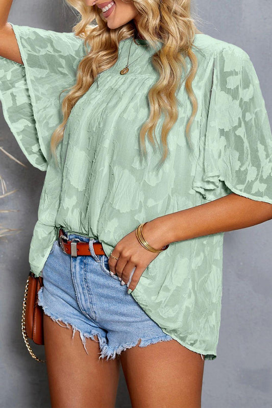 Floral Textured Baby Doll Top