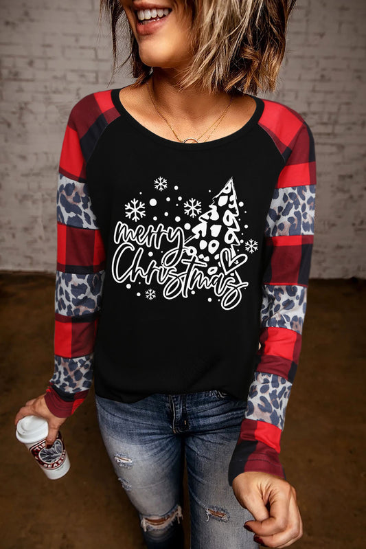 Leopard and Plaid Christmas Top