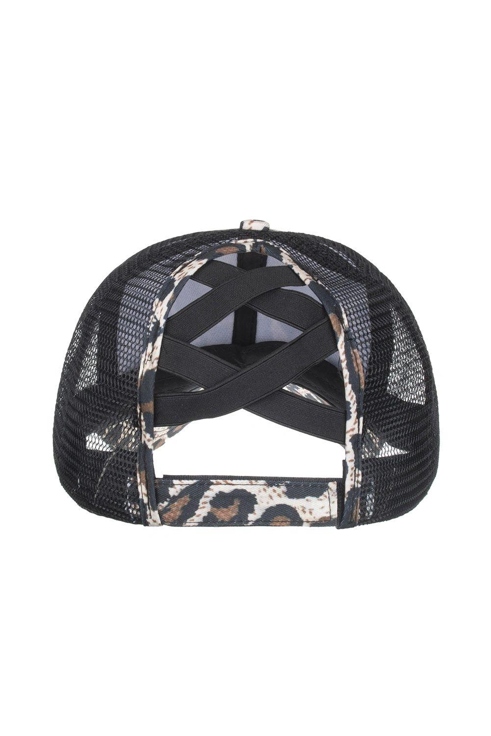 Mom Life Leopard Mesh Ponytail Hat