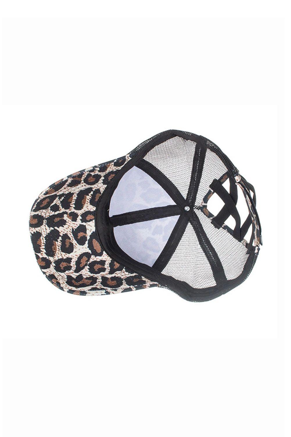 Mom Life Leopard Mesh Ponytail Hat