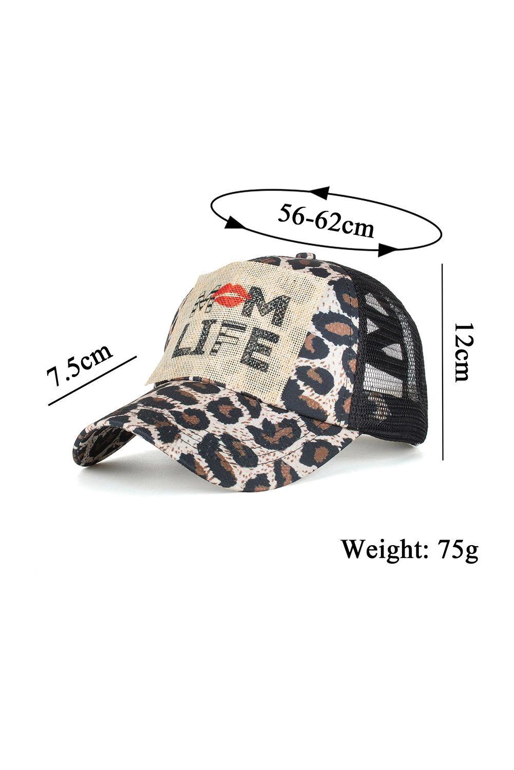 Mom Life Leopard Mesh Ponytail Hat