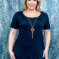 Short Sleeve Plus Size Blouse with Necklace