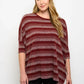 Burgundy Striped Tunic Top-Plus Size Only