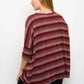 Burgundy Striped Tunic Top-Plus Size Only