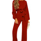 Red Straight Leg Jumpsuit with Belt Tie